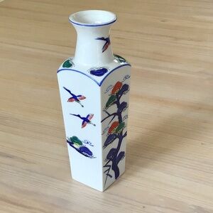 Asian Hand Painted Vase Porcelain Japan Vintage Decor